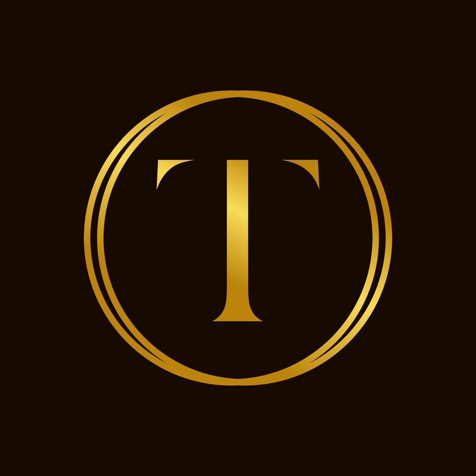 élégant initiale t d'or cercle logo vecteur