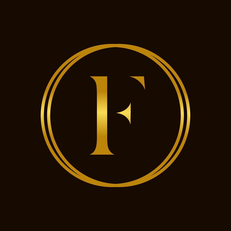 élégant initiale F d'or cercle logo vecteur