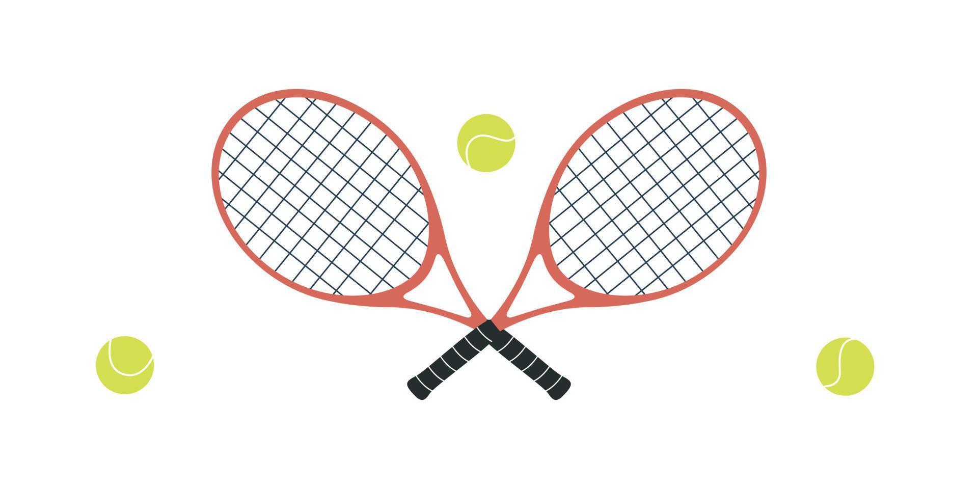illustration vectorielle plane dans un style enfantin. raquettes et balles de tennis dessinées à la main. vecteur