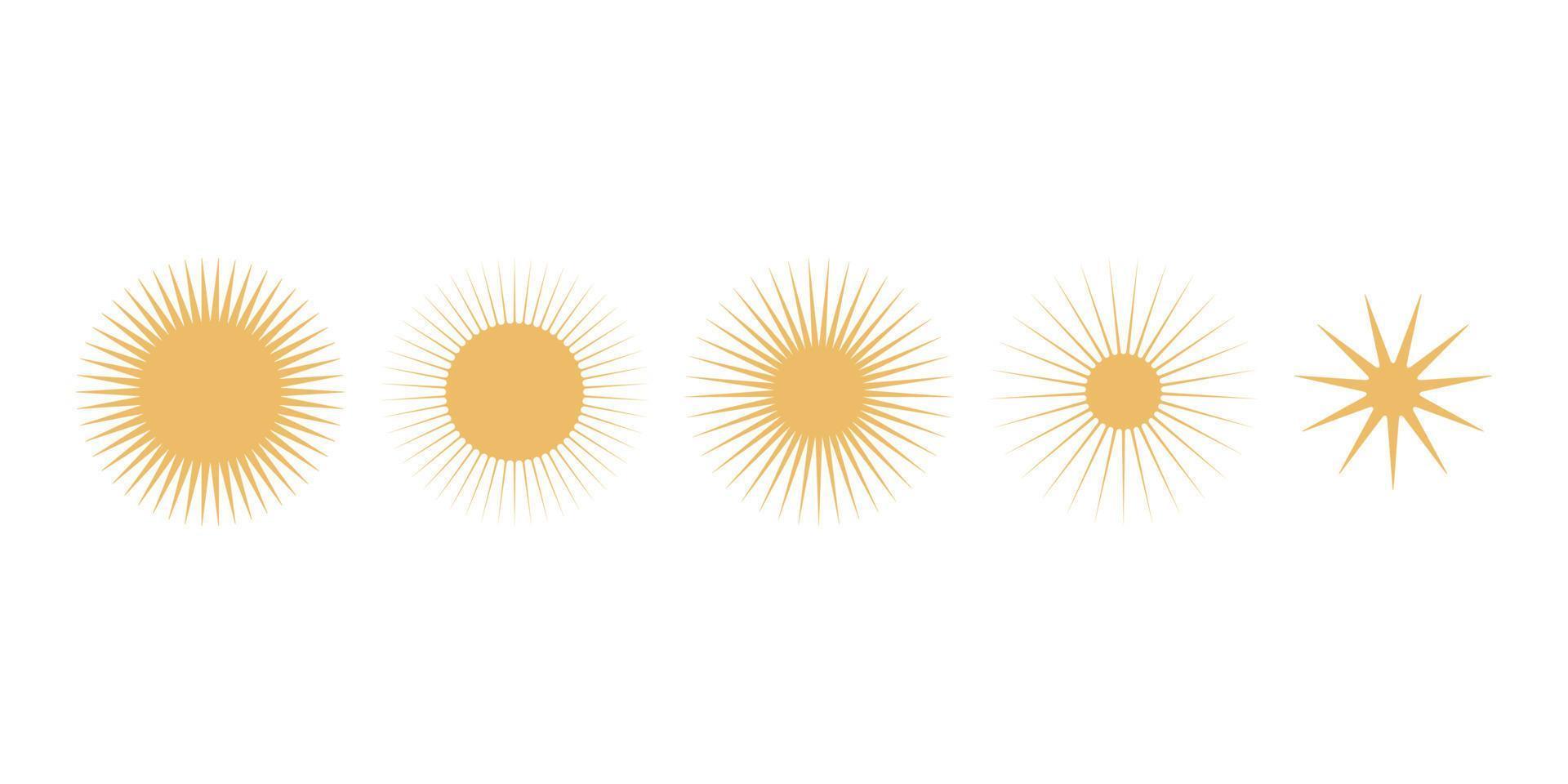 illustration de boho hippie vecteur plat. éléments groovy rétro dessinés à la main, étoile, soleil.