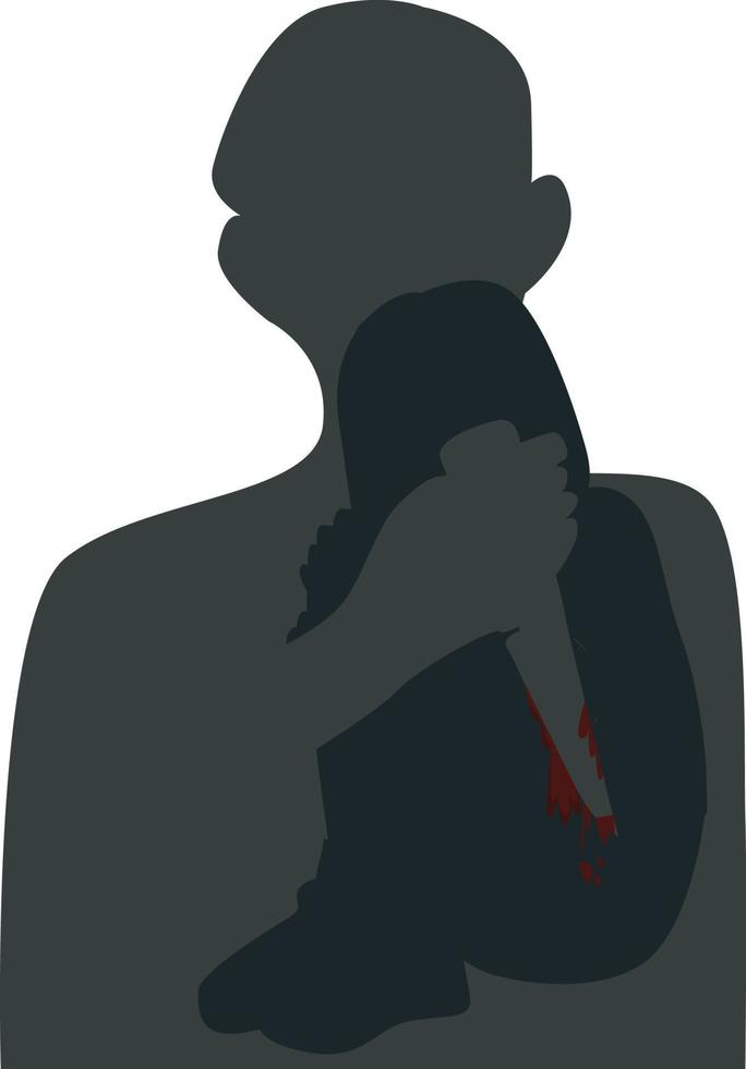 silhouette de une kidnappeur en portant une couteau. expérience violence. meurtre. enfant abus, violence. aux femmes violence. vers des gamins concept conception. vecteur illustration