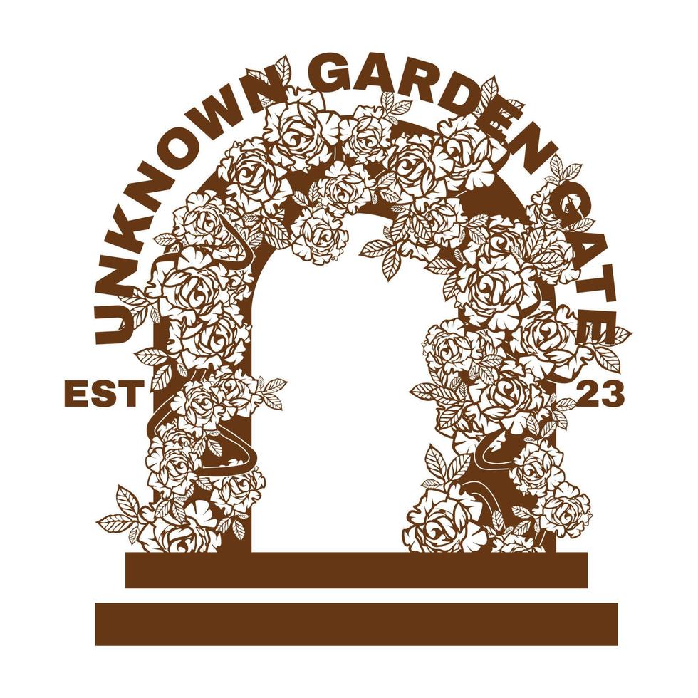 jardin porte fleur illustration T-shirt conception vecteur