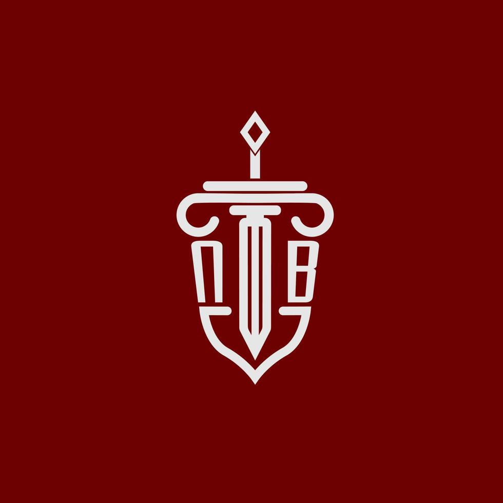 nb initiale logo monogramme conception pour légal avocat vecteur image avec épée et bouclier