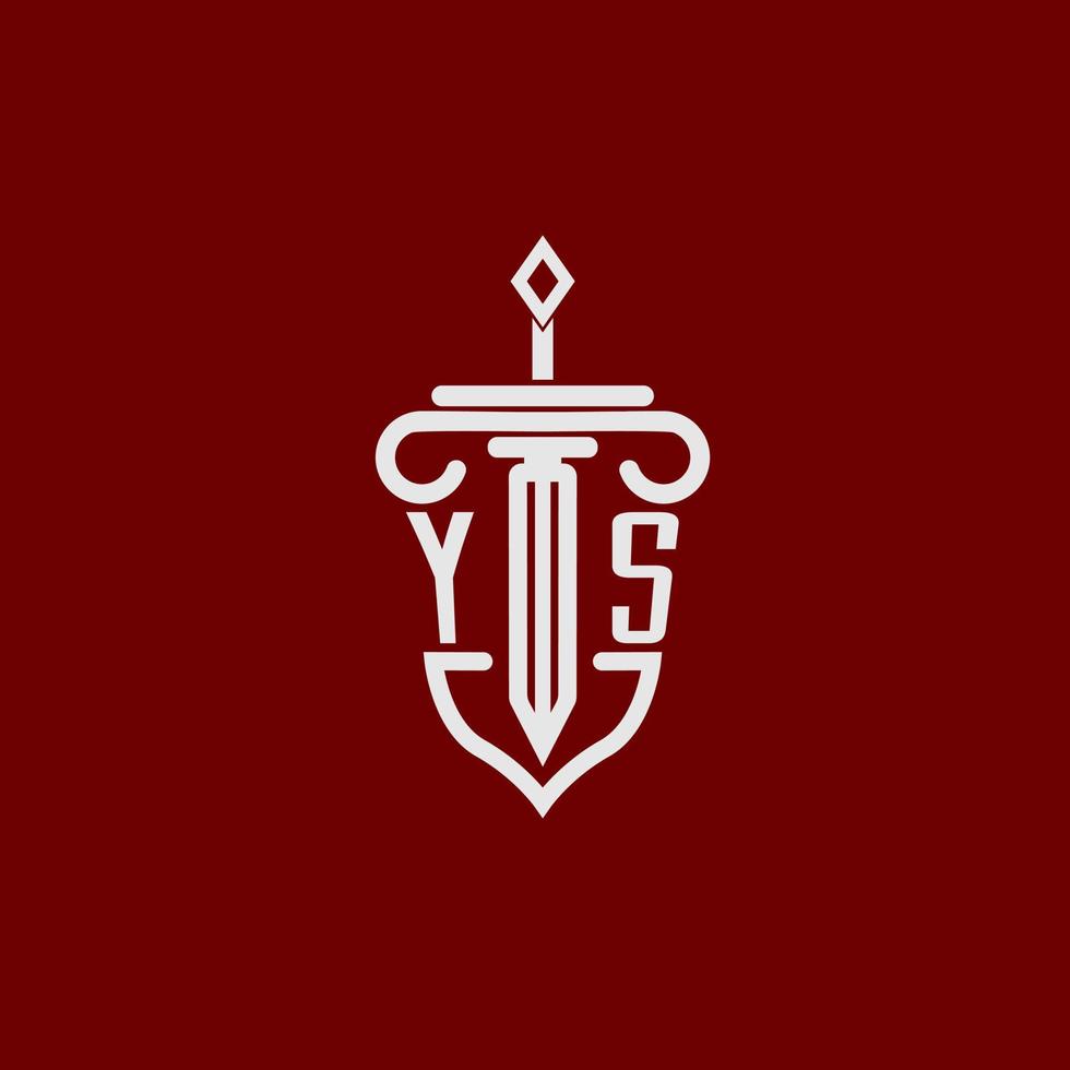 oui initiale logo monogramme conception pour légal avocat vecteur image avec épée et bouclier