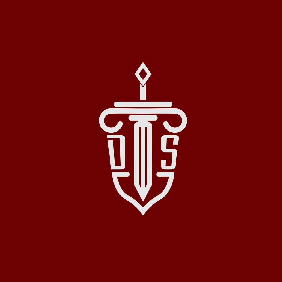 ds initiale logo monogramme conception pour légal avocat vecteur image avec épée et bouclier