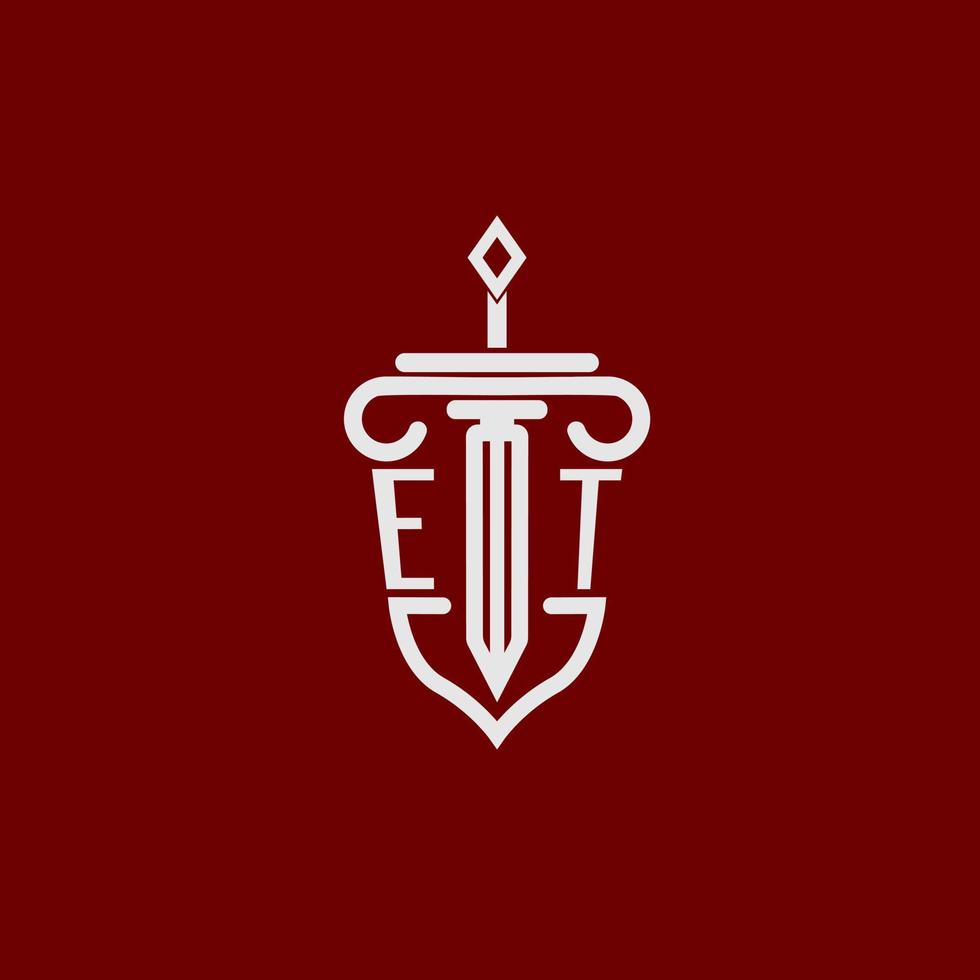 et initiale logo monogramme conception pour légal avocat vecteur image avec épée et bouclier