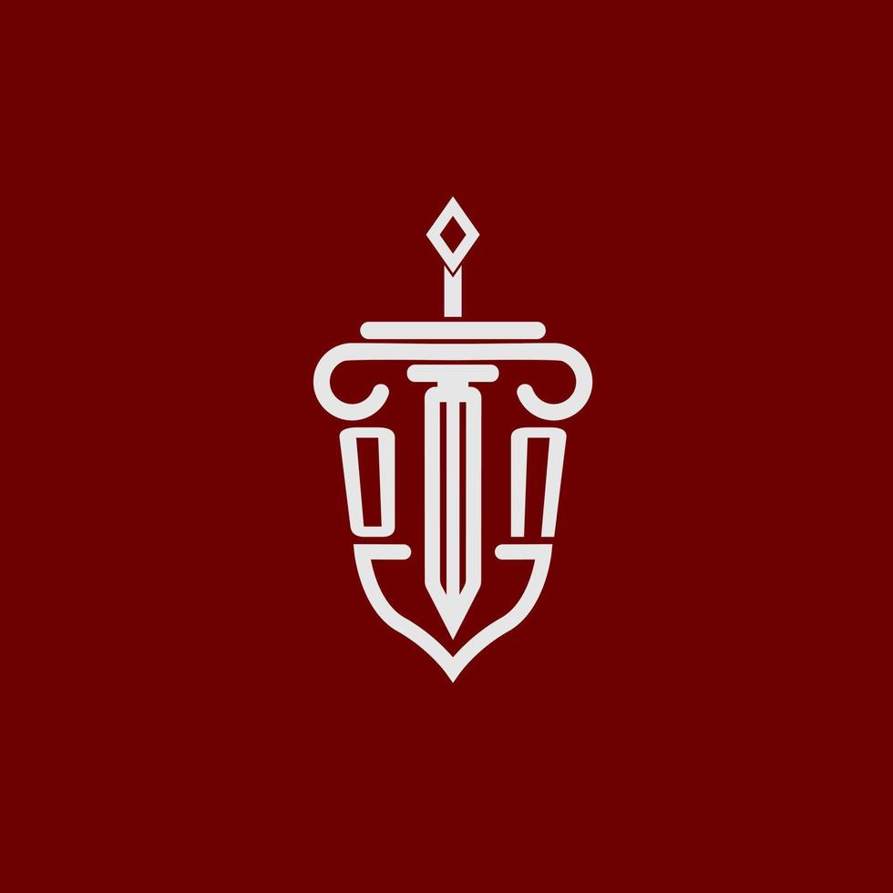 sur initiale logo monogramme conception pour légal avocat vecteur image avec épée et bouclier