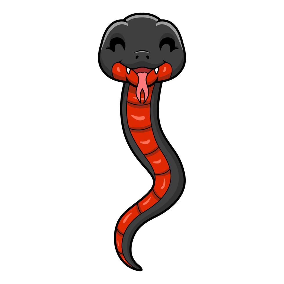 mignonne rouge ventre noir serpent dessin animé vecteur