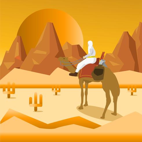 Illustration du Nomade Walk dans le désert vecteur