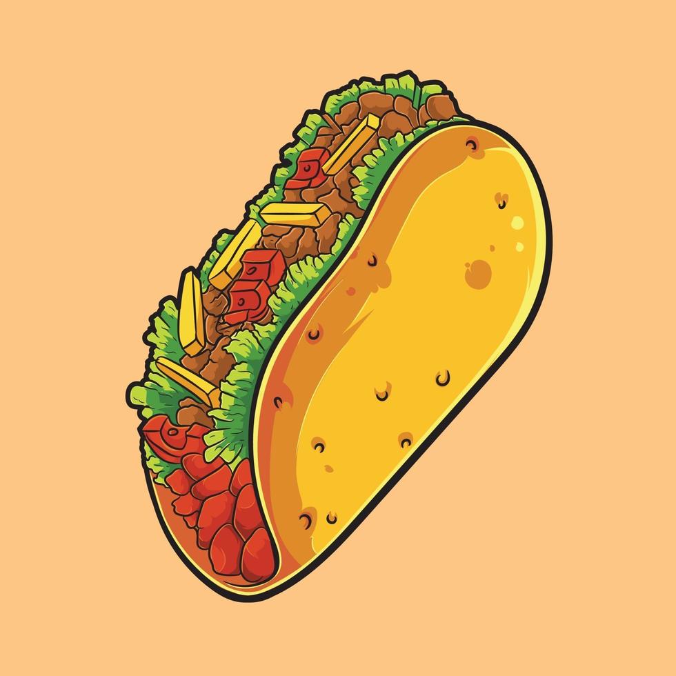 jolie illustration d'un délicieux taco, de haute qualité vecteur