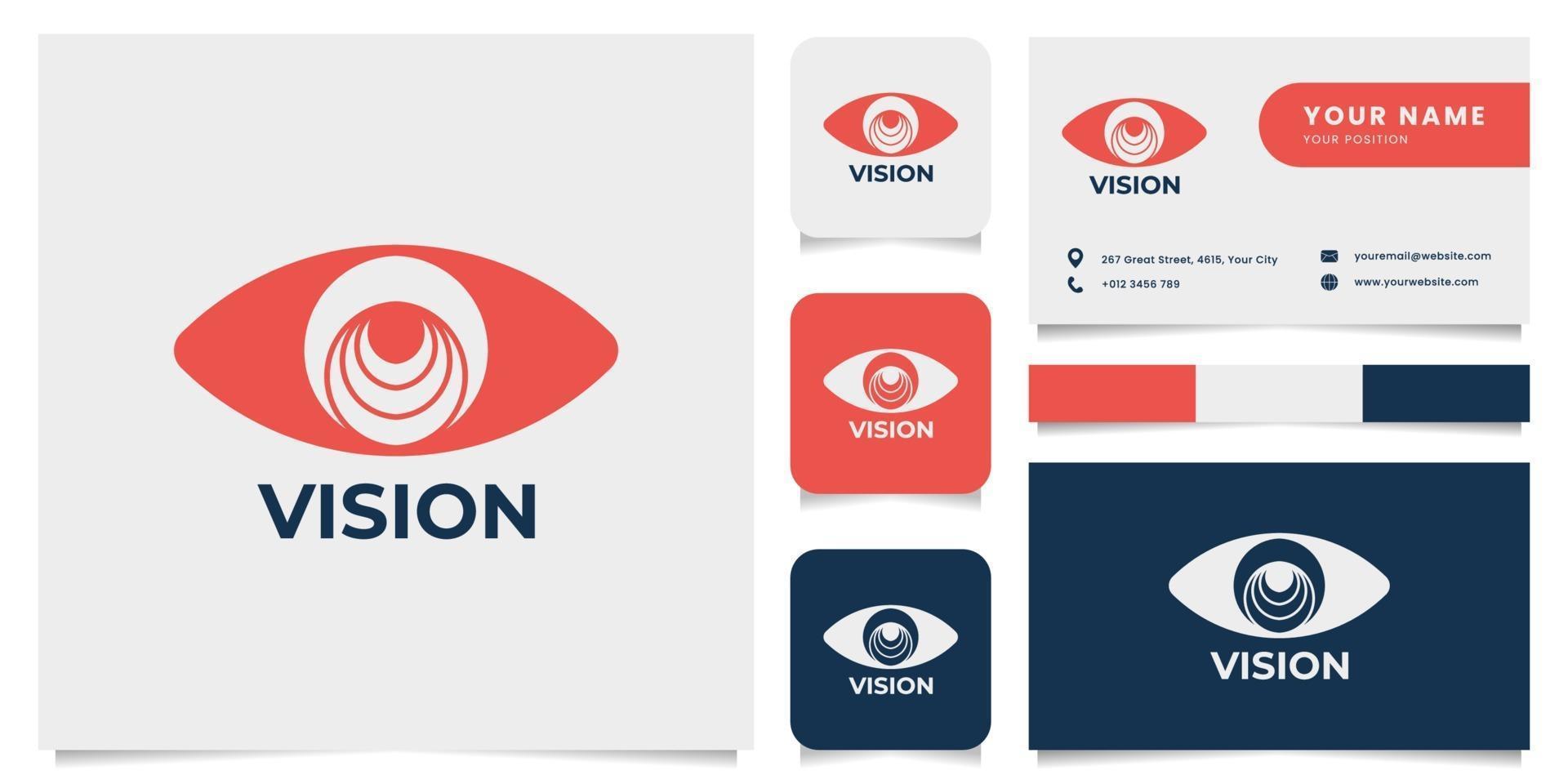 logo oeil avec modèle de carte de visite vecteur