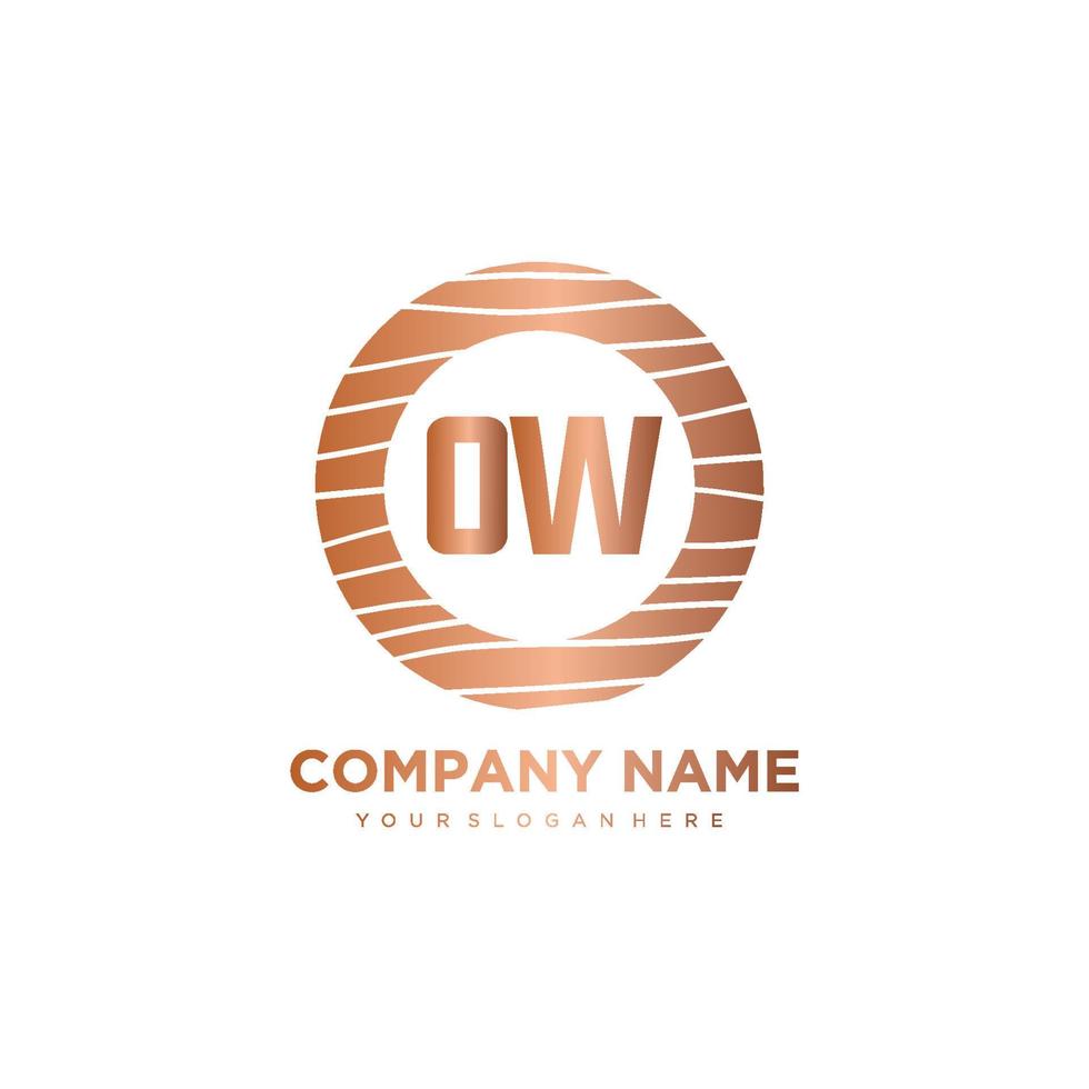 ow initiale lettre cercle bois logo modèle vecteur