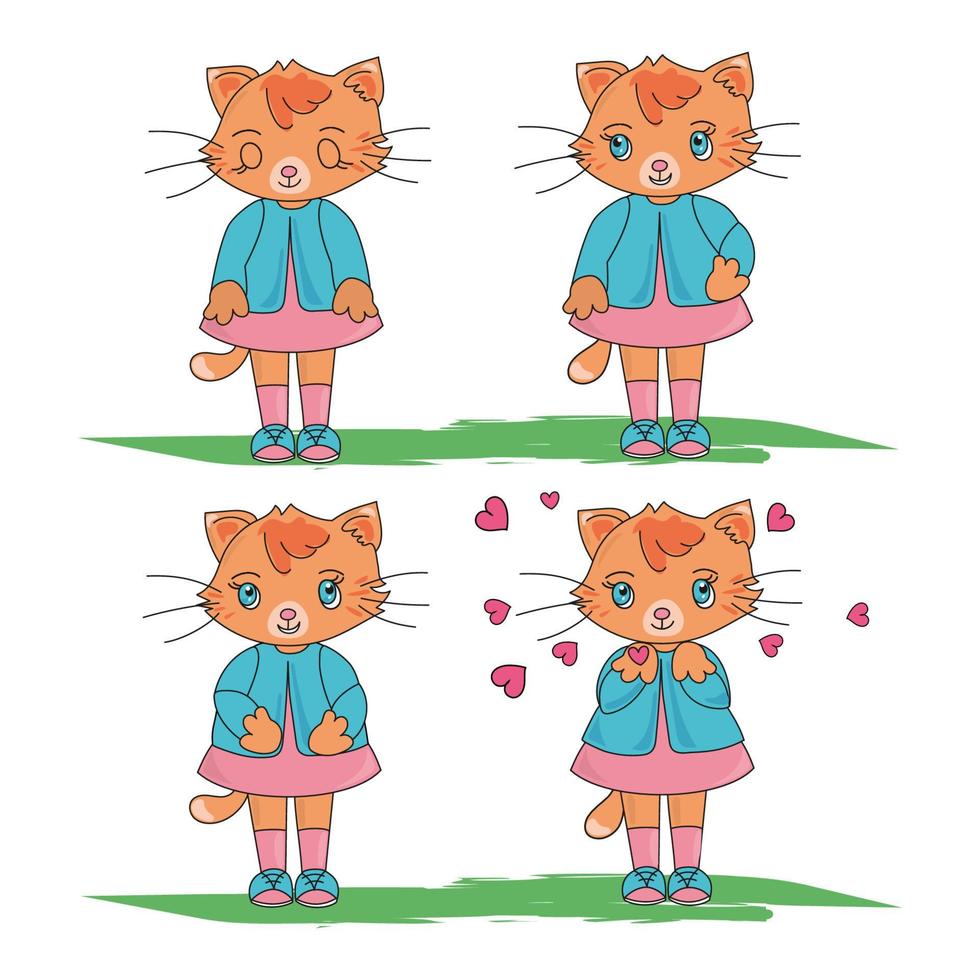 chat personnages dessin animé souriant animal vecteur illustration ensemble
