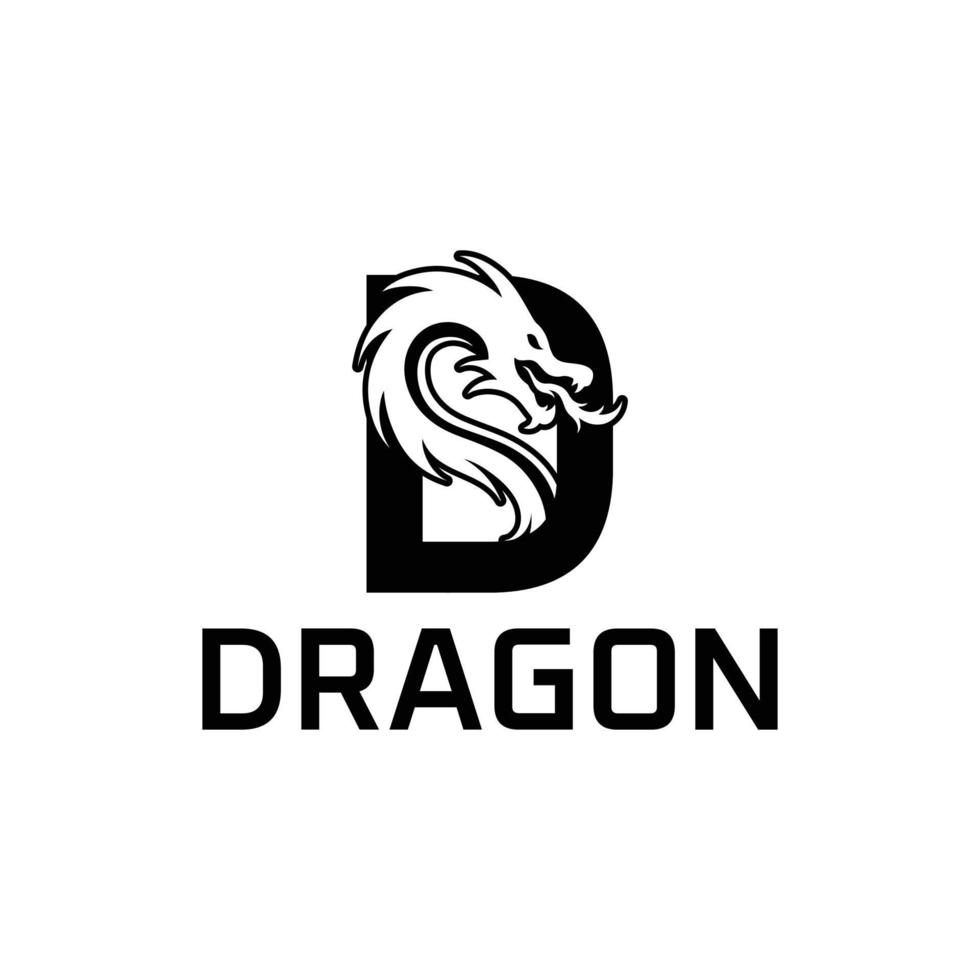 dragon logo, icône vecteur illustration modèle noir et blanc
