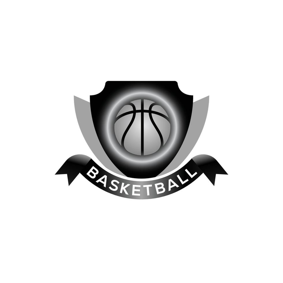 3d basketball logo icône vecteur illustration noir et blanc