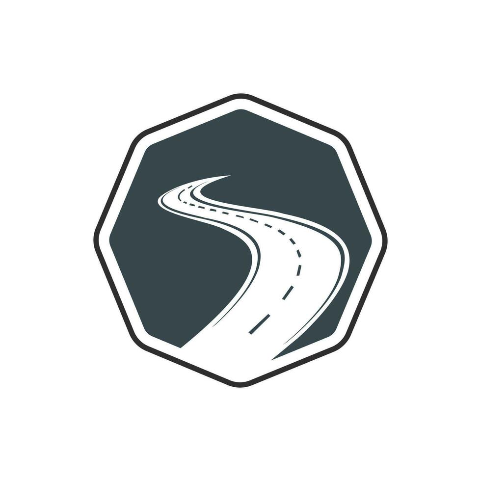 création de logo de voyage sur route créatif. modèle de conception de vecteur de logo de route.