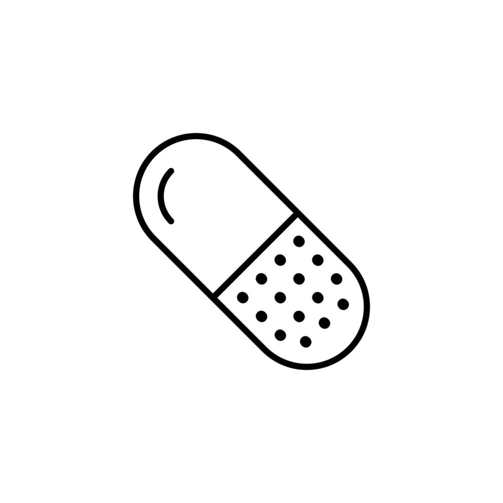 transparent capsule avec granules isolé ligne icône. vecteur signe pour applications, livres, bannières, Annonces, des sites, magasins, magasins