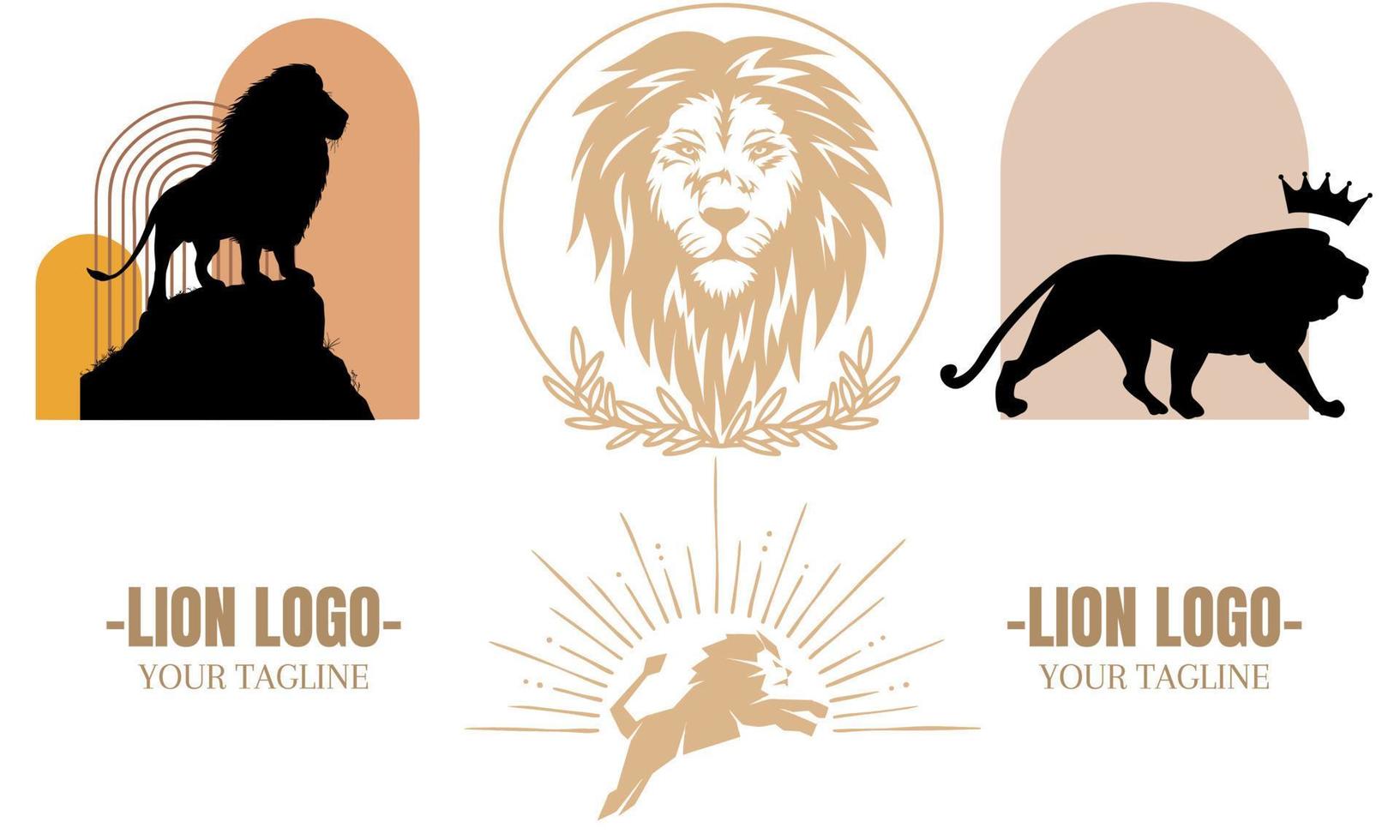 Lion logo liasses conception illustration. marque identité emblème vecteur