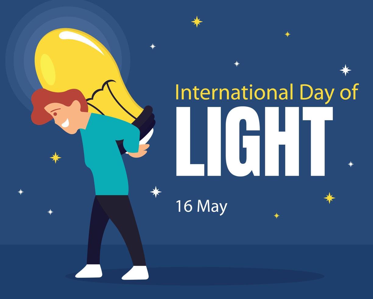 illustration vecteur graphique de une homme est porter une brillant lampe, parfait pour international jour, parfait pour international jour, international journée de lumière, célébrer, salutation carte, etc.
