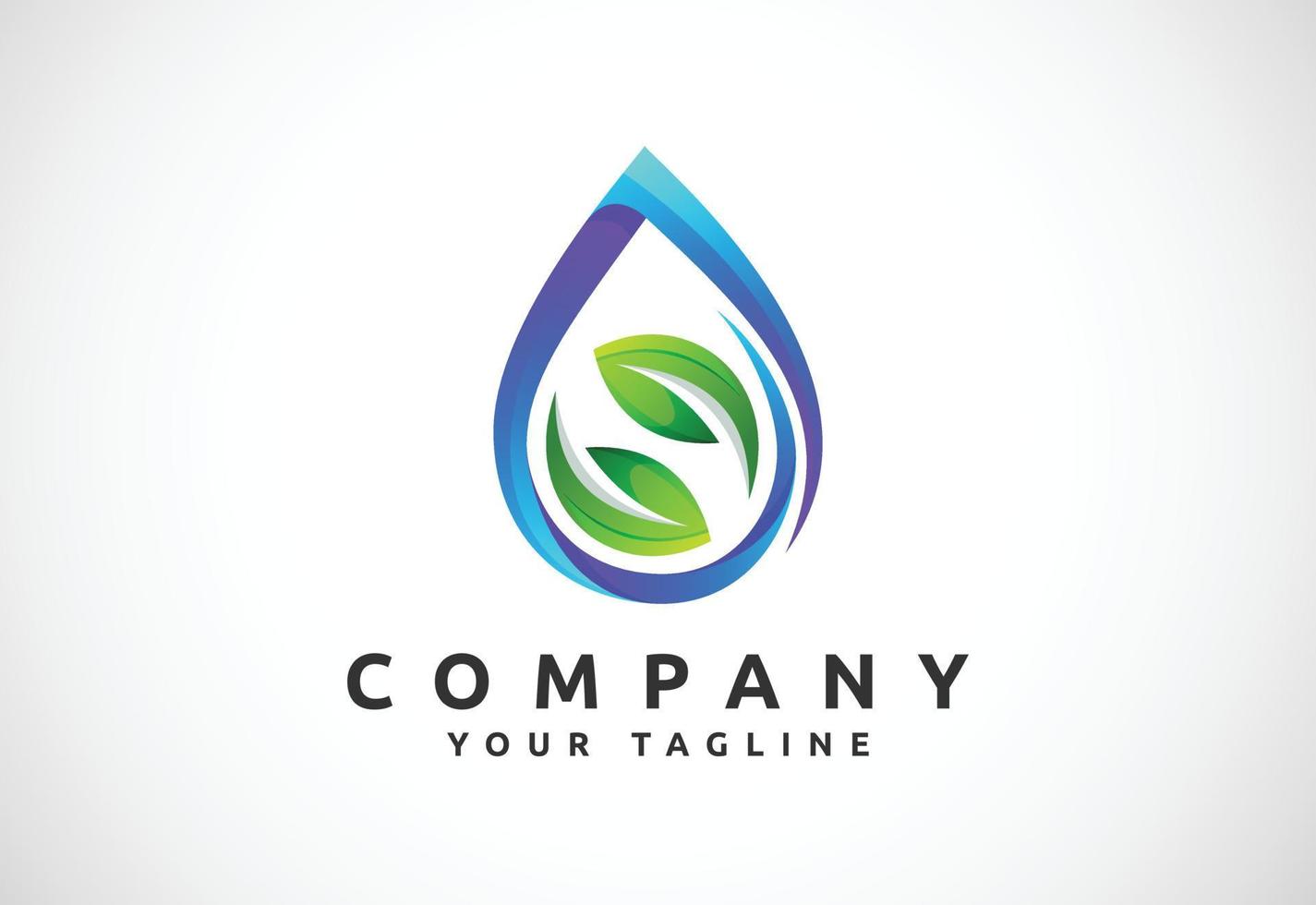 abstrait vert feuille avec l'eau laissez tomber la nature logo, environnement logo concept vecteur