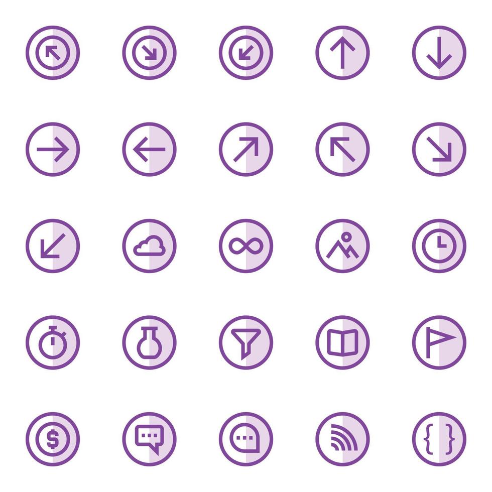 violet Couleur contour Icônes pour ui ux. vecteur