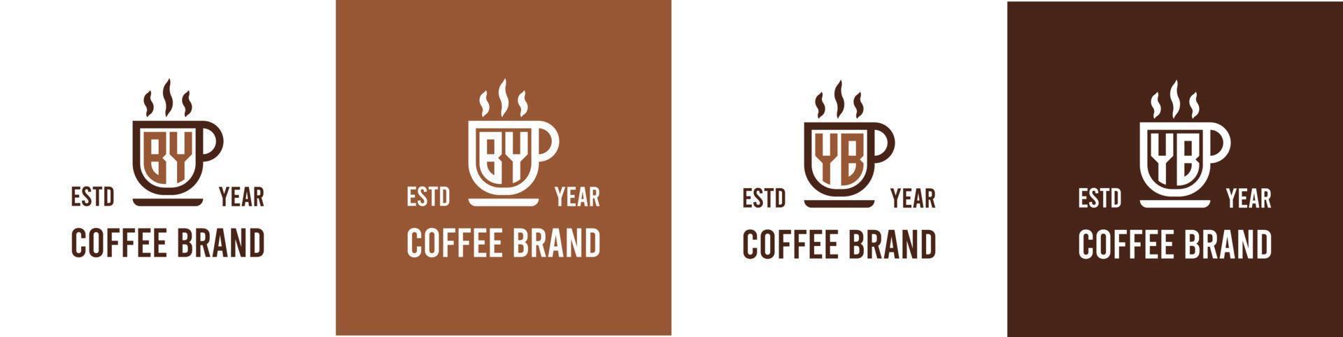 lettre par et yb café logo, adapté pour tout affaires en relation à café, thé, ou autre avec par ou yb initiales. vecteur