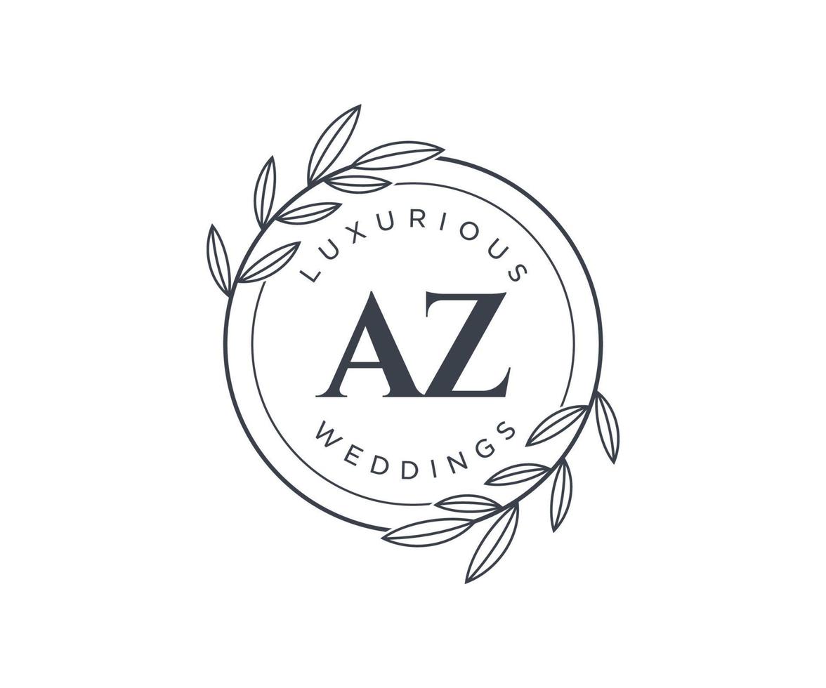 modèle de logos de monogramme de mariage lettre initiales az, modèles minimalistes et floraux modernes dessinés à la main pour cartes d'invitation, réservez la date, identité élégante. vecteur