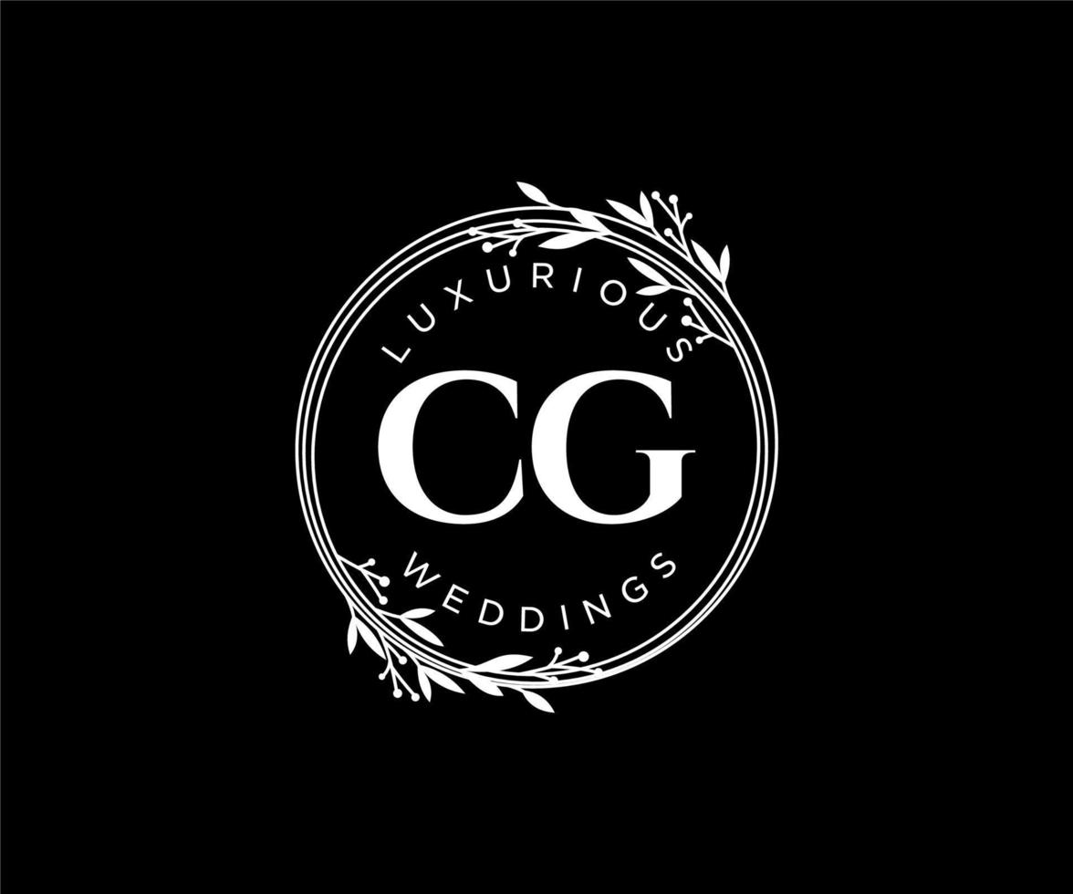 modèle de logos de monogramme de mariage lettre initiales cg, modèles minimalistes et floraux modernes dessinés à la main pour cartes d'invitation, réservez la date, identité élégante. vecteur