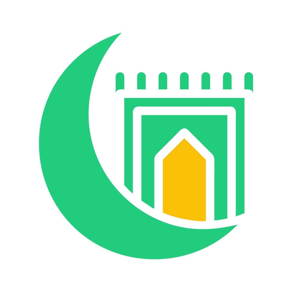 couverture icône solide vert Jaune style Ramadan illustration vecteur élément et symbole parfait.