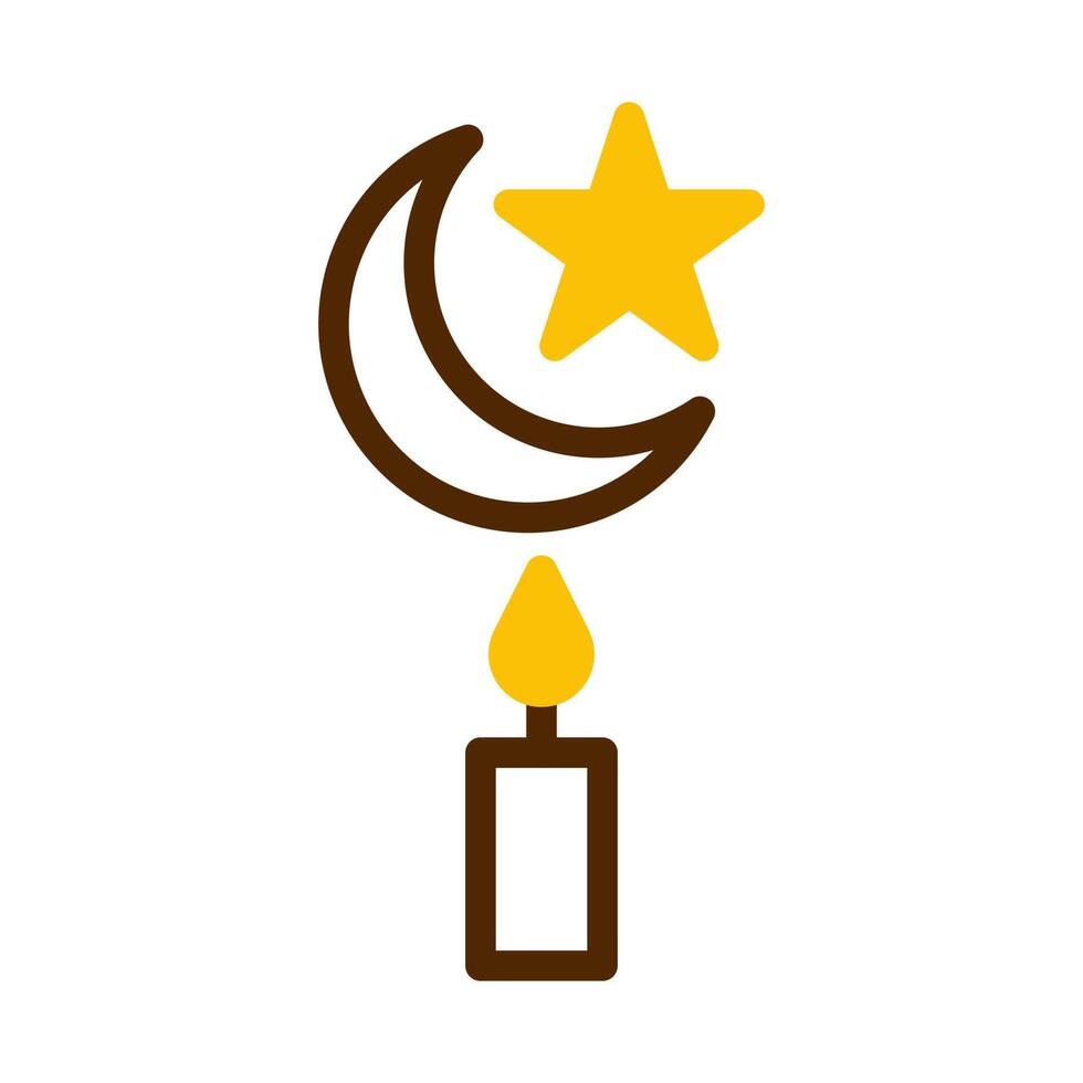 bougie icône bichromie marron Jaune style Ramadan illustration vecteur élément et symbole parfait.