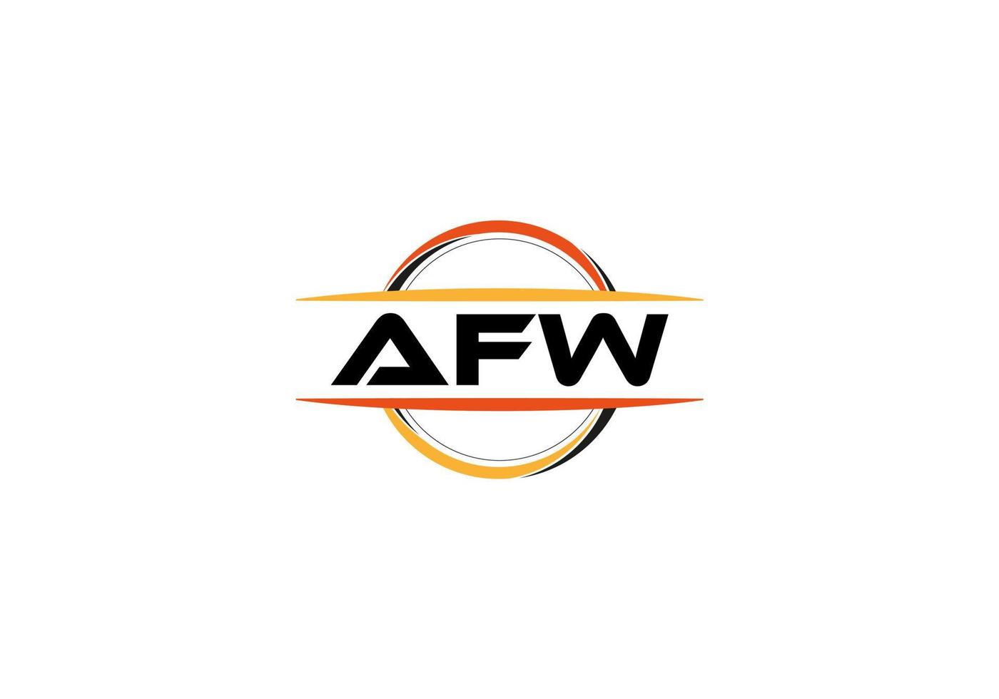 afw lettre royalties ellipse forme logo. afw brosse art logo. afw logo pour une entreprise, entreprise, et commercial utiliser. vecteur