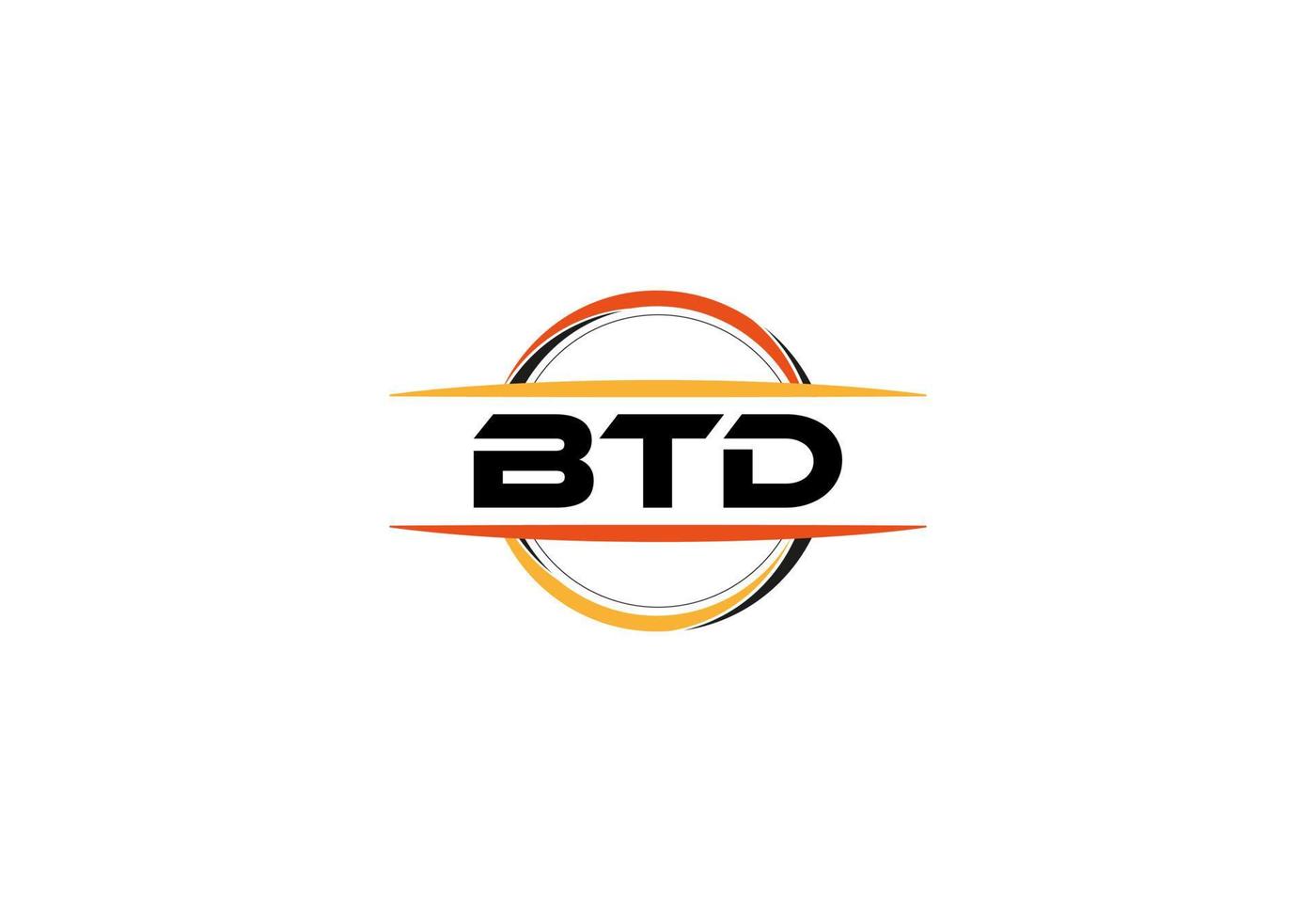 btd lettre royalties ellipse forme logo. btd brosse art logo. btd logo pour une entreprise, entreprise, et commercial utiliser. vecteur