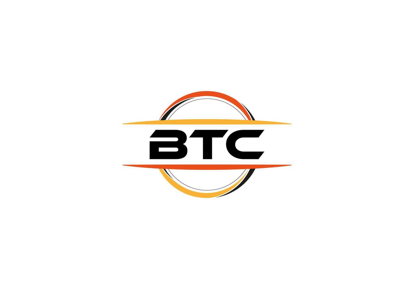 btc lettre royalties ellipse forme logo. btc brosse art logo. btc logo pour une entreprise, entreprise, et commercial utiliser. vecteur