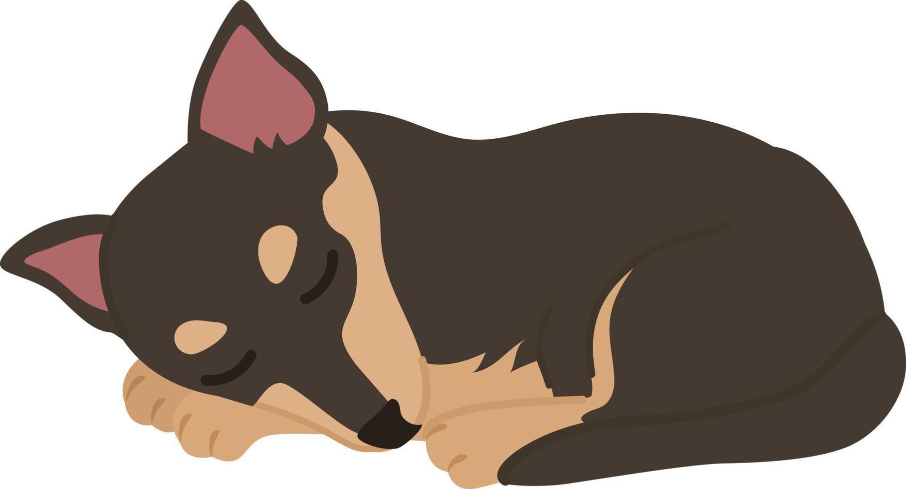 mignonne de race chien avec gros oreilles en train de dormir semi plat Couleur vecteur personnage. adorable animal de compagnie. modifiable plein corps animal sur blanche. Facile dessin animé style illustration pour la toile graphique conception et animation