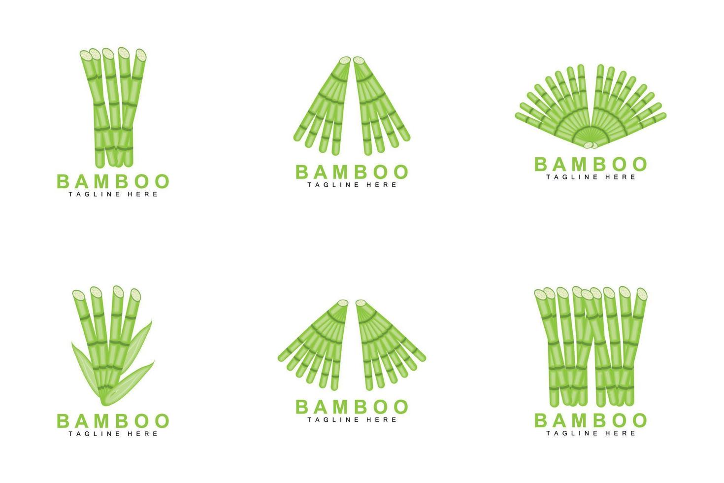 création de logo en bambou, vecteur d'arbre vert, nourriture de panda, illustration de modèle de marque de produit