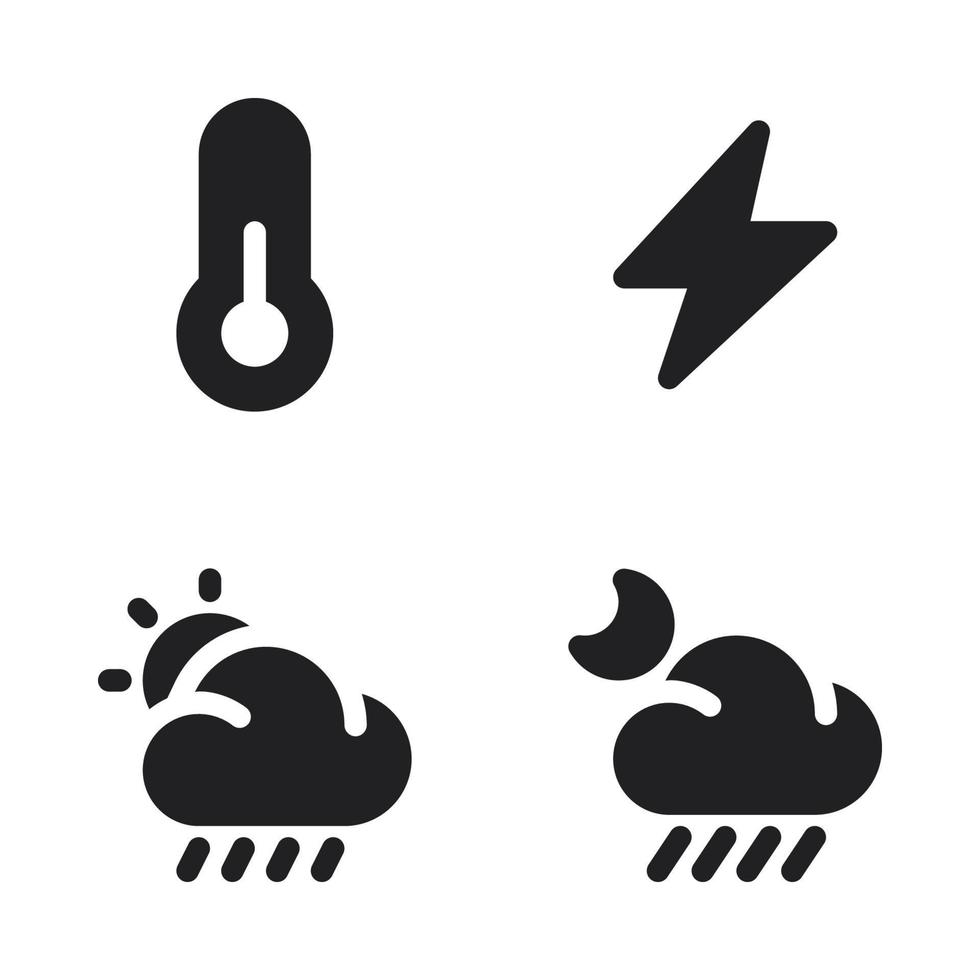 temps Icônes ensemble. thermomètre, tonnerre, Soleil pluvieux, nuit pluie. parfait pour site Internet mobile application, app Icônes, présentation, illustration et tout autre projets vecteur