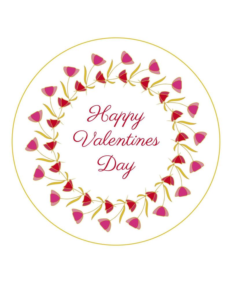 la Saint-Valentin journée carte avec circulaire floral Cadre avec texte vecteur