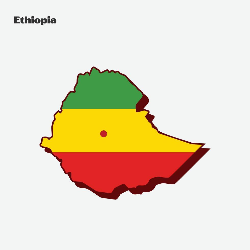 Ethiopie nation drapeau carte vecteur