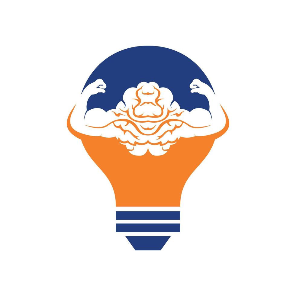 création de logo vectoriel cerveau fort. cerveau avec un double biceps fort.