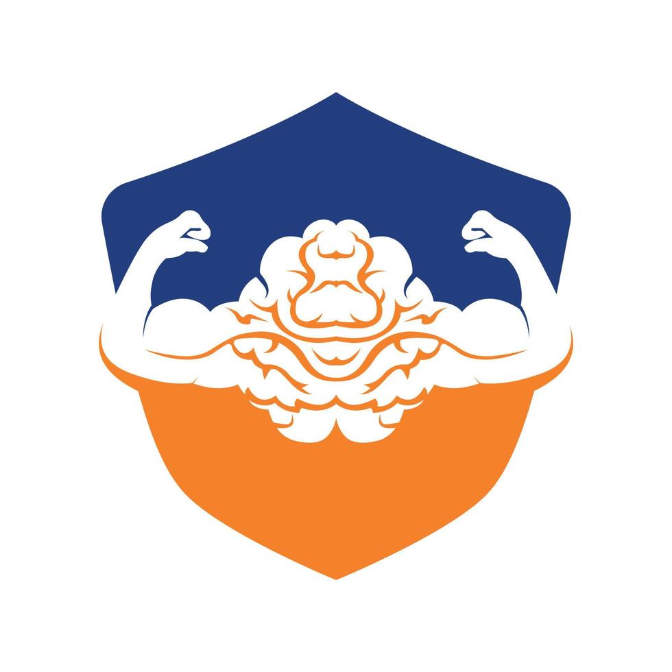 création de logo vectoriel cerveau fort. cerveau avec un double biceps fort.