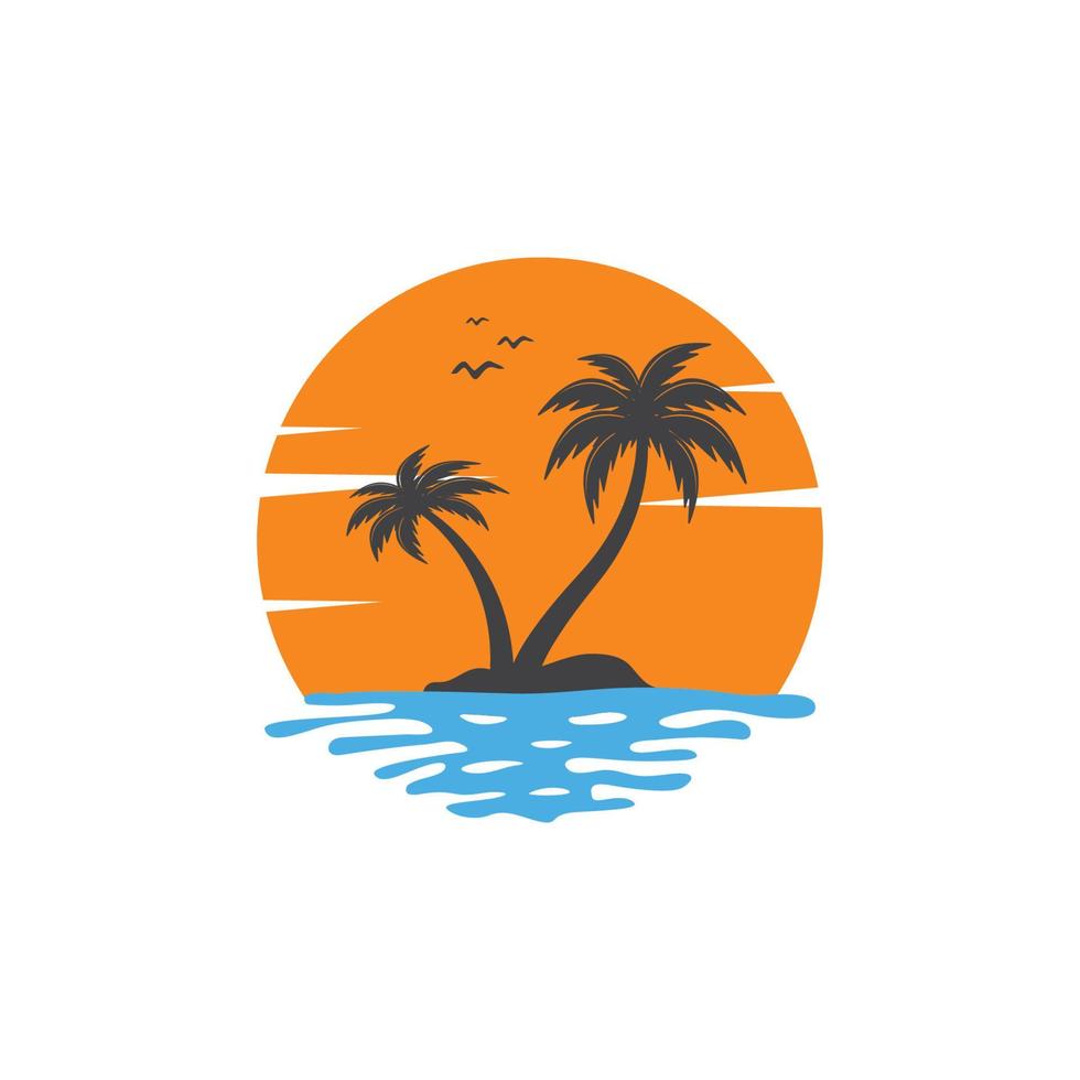 logo de plage de palmiers vecteur