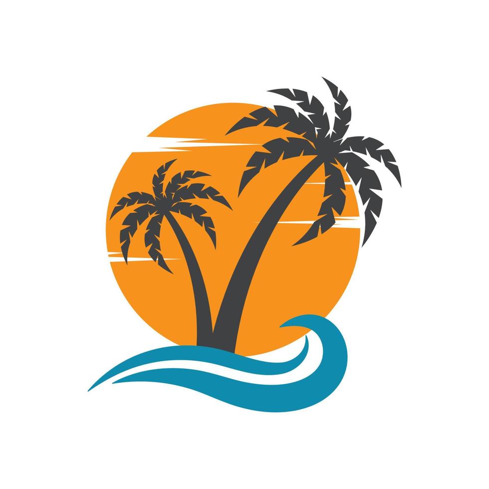 logo de plage de palmiers vecteur