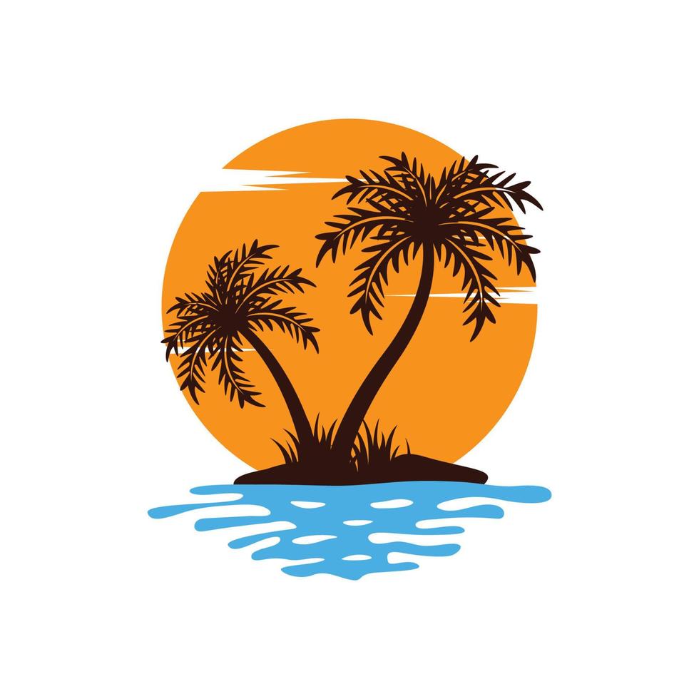 logo de plage de palmiers vecteur