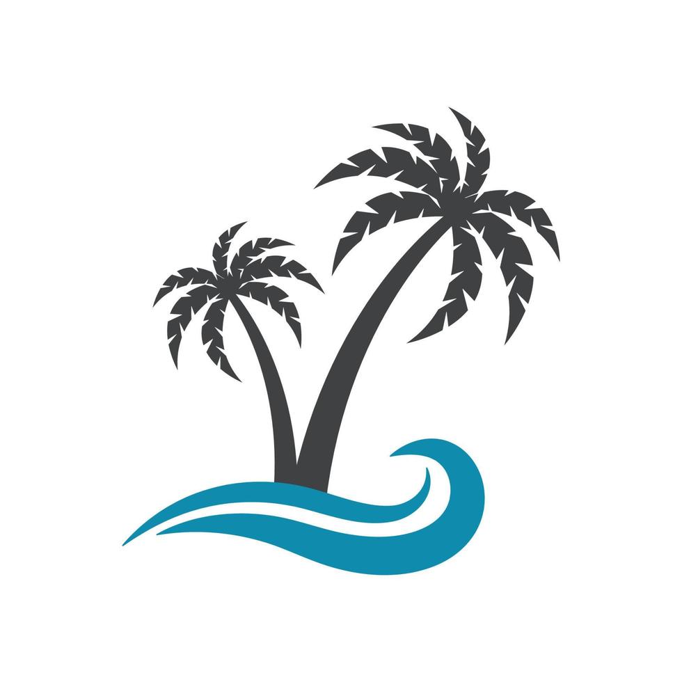 logo de plage de palmiers vecteur