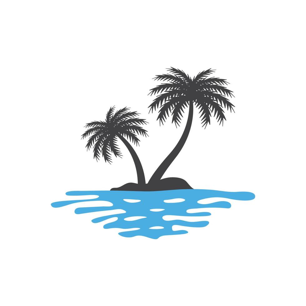 logo de plage de palmiers vecteur