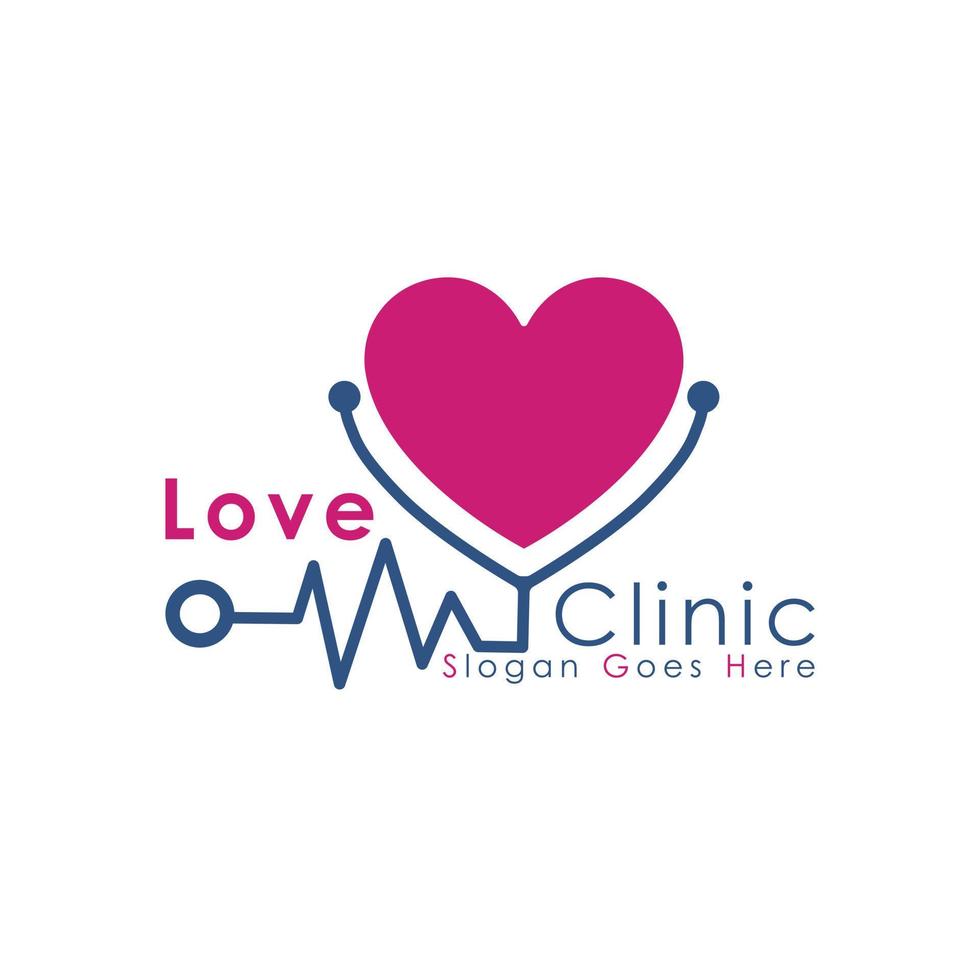 l'amour clinique logo conception. stéthoscope et cœur icône vecteur conception. santé et médicament symbole.