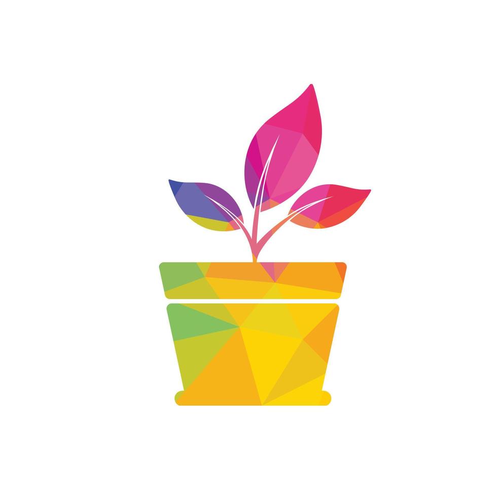 pot de fleur et logo de plante. logo vectoriel de croissance.