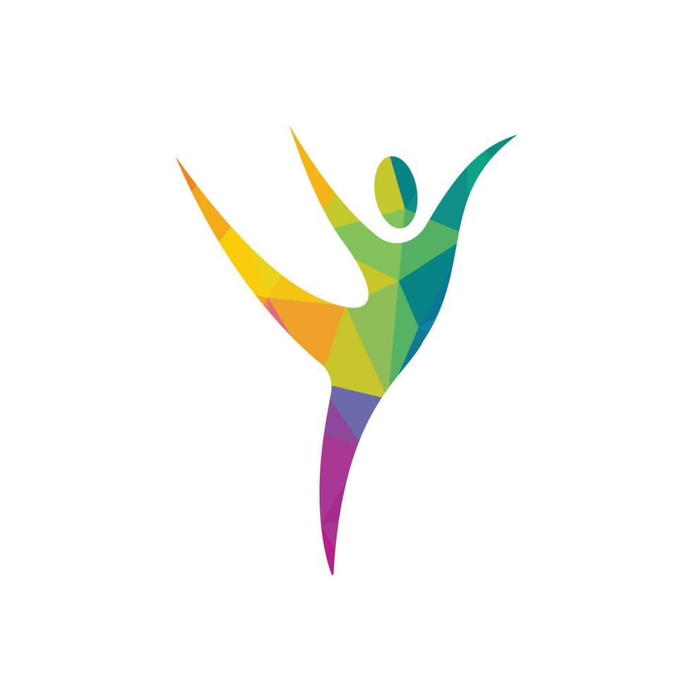création de logo de centre de santé et de salon de beauté. logo de remise en forme. logo de caractère humain. logo feuille. vecteur