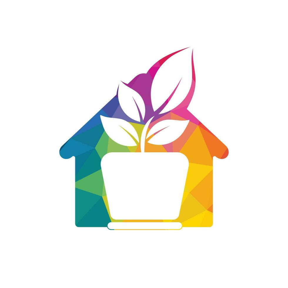 fleur pot et plante logo. croissance vecteur logo. éco maison en forme de signe.