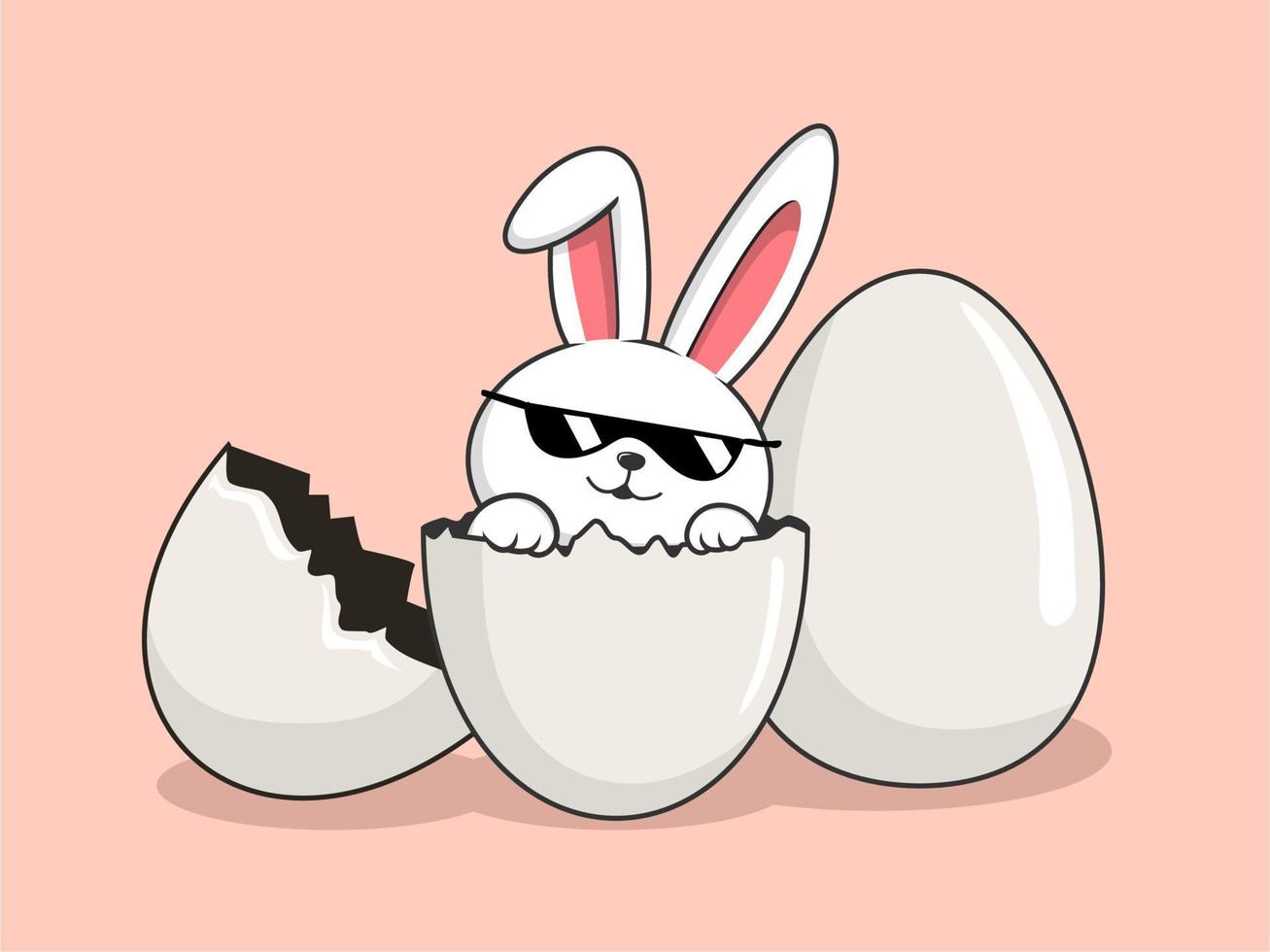 lapin Pâques Oeuf - mignonne lapin des œufs avec des lunettes de soleil vecteur